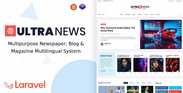 UltraNews v3.5.0 – Laravel 报纸、博客和杂志多语言系统插图