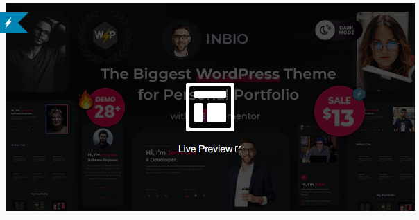 InBio v2.3.0 – WordPress 个人作品集/简历主题插图