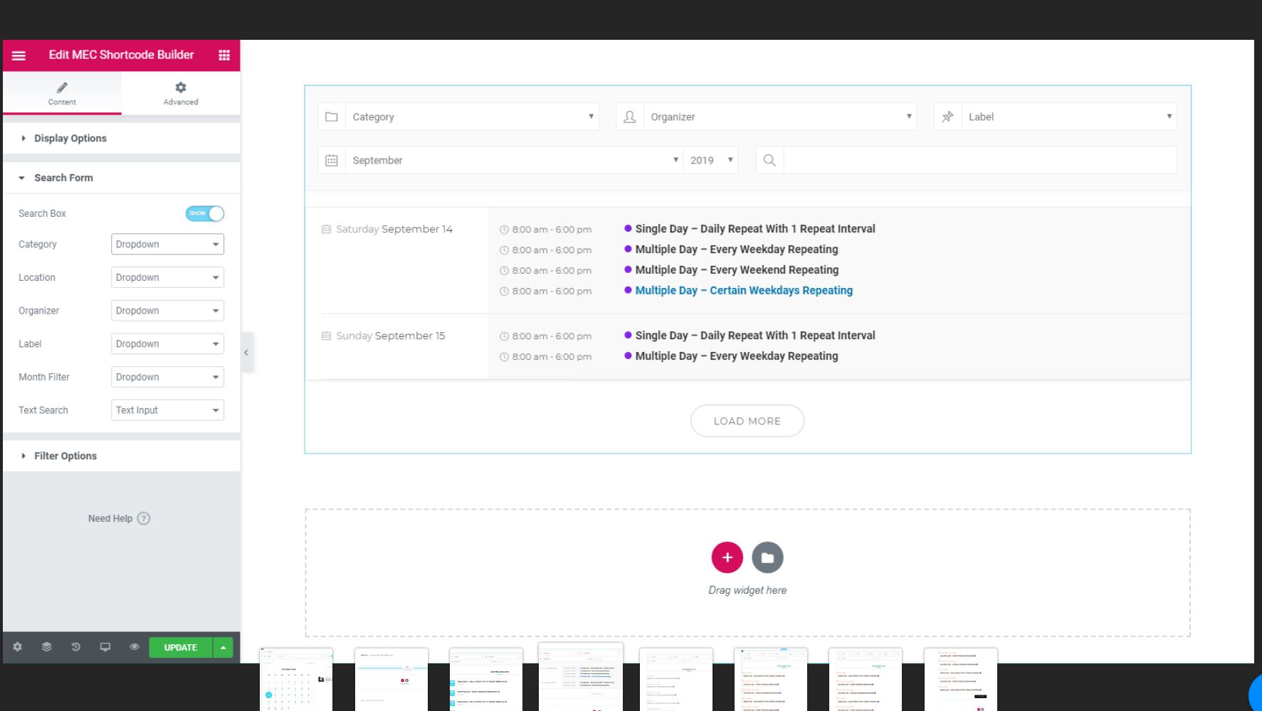 Elementor Shortcode for Modern Events Calendar (MEC) v1.7.0插图