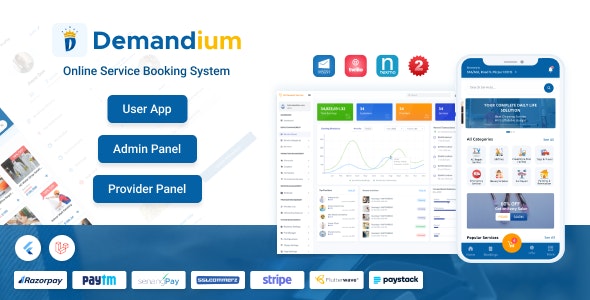 Demandium v3.1 – Multi Provider On Demand, Handyman, Home service App with admin panel插图