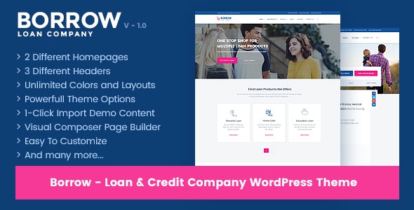Borrow v1.5.5 – Loan Company 响应式 WordPress 主题插图