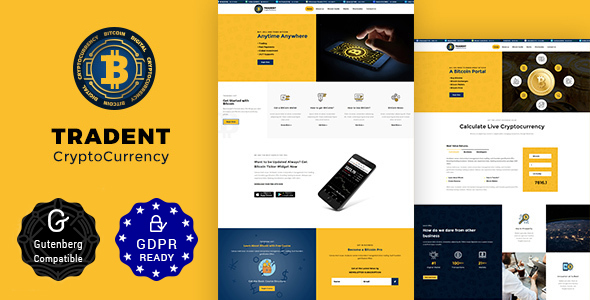 Tradent Cryptocurrency v2.5 – 比特币，加密货币主题插图
