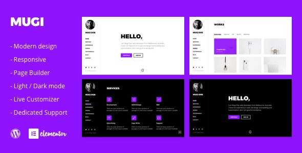 Mugi v1.0.4 – Personal Portfolio & Resume WordPress Theme插图