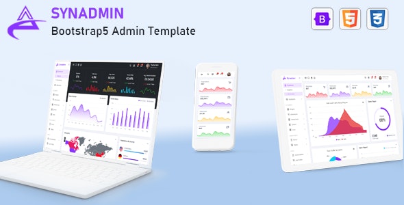 Synadmin v 23-NOV-2021 – Bootstrap 5 Admin Template插图