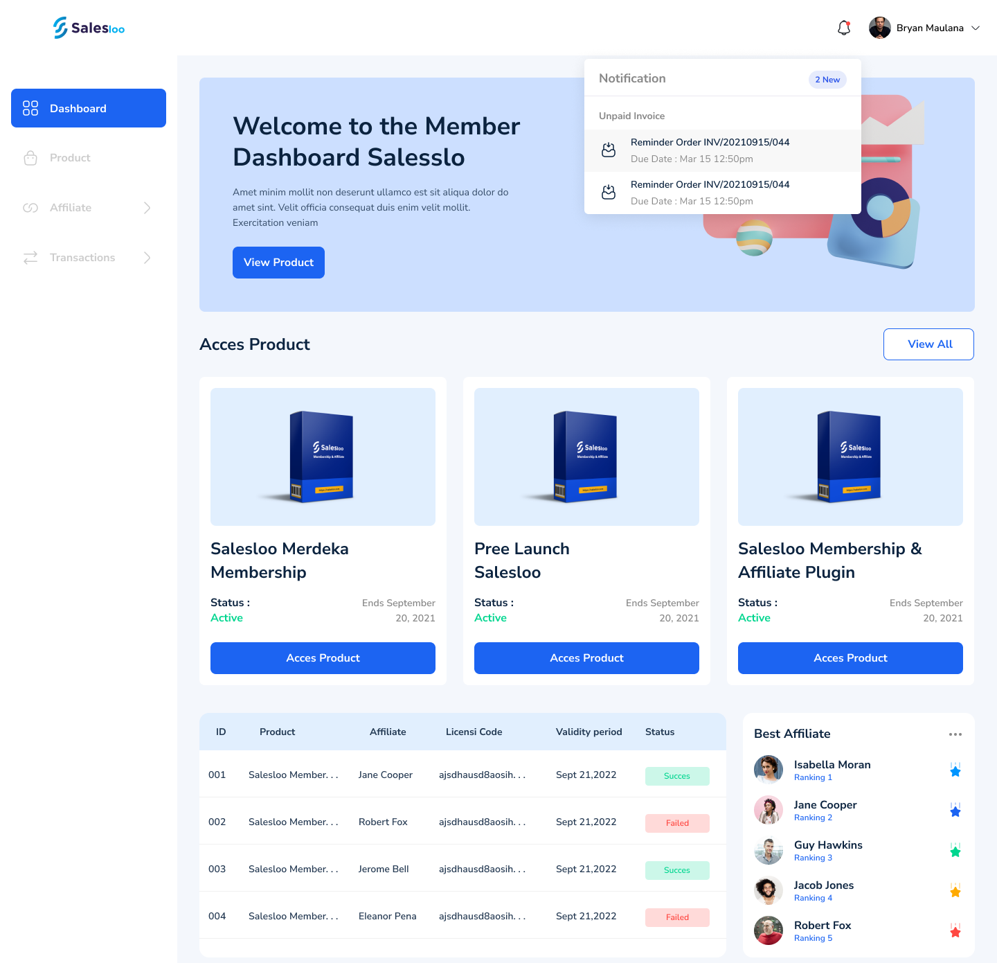 Salesloo v1.5.1（已汉化） – WordPress 会员插件插图