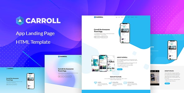 Carroll v2.0.0 – 应用程序登陆页面 HTML 模板插图
