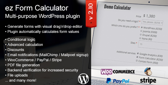 ez Form Calculator v.2.14.1.2 – WordPress Plugin插图