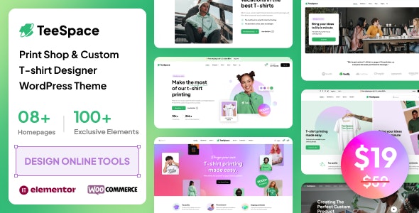 TeeSpace V1.2.6 – Print Custom T-shirt Designer WordPress 主题插图