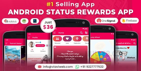 Android Status App With Reward Point v11 September 2024 – (Lucky Wheel, WA Status Saver, Video, GIF, Quotes & Image)插图