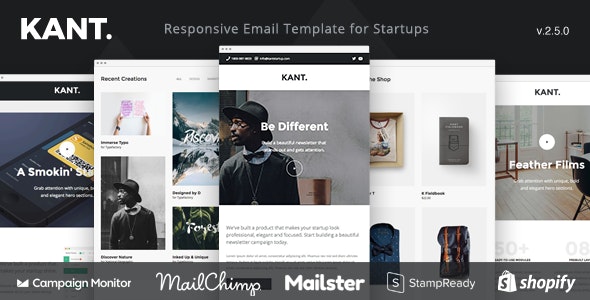Kant – 面向初创企业的响应式电子邮件:50 多个部分 + MailChimp + Mailster + Shopify Notifications v2.6.0