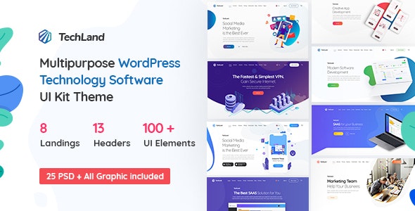 Techland v1.9.0 – Saas Startup WordPress 科技主题插图