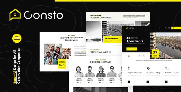 Consto v1.1.0 – 工业建筑公司主题插图