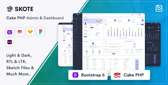 Skote v1.0 – Cake PHP 管理仪表板模板插图