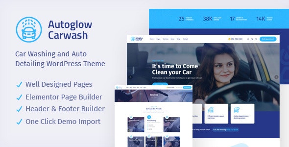 Autoglow v1.1.1 – WordPress 洗车主题插图