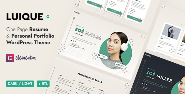 Luique v1.2.8 – Personal Portfolio WordPress Theme插图