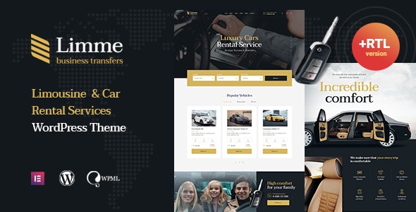 Limme – 豪华轿车接送和汽车经销商 WordPress 主题 + RTL插图