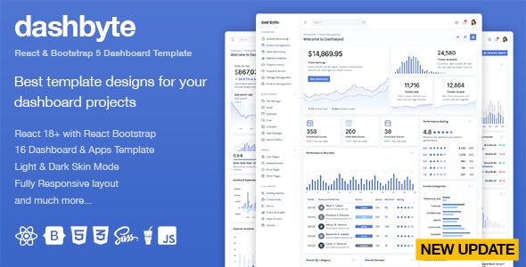 Dashbyte v1.0.1 – React & Bootstrap 5 仪表板和管理模板插图