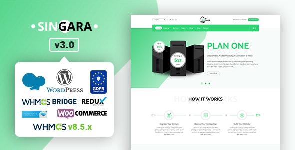 Singara v3.0 – 带有 WHMCS WordPress 主题的多用途主机）插图