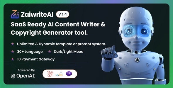 ZaiwriteAI v2.0 – AI 内容编写器和版权生成器工具，SAAS插图