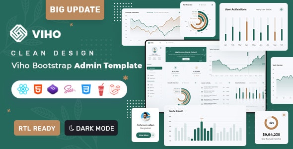 Viho v1.0.0 – Bootstrap 5 & Laravel Admin & Dashboard Template 2023插图