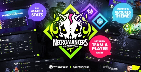 Necromancers v1.5.1 – 电子竞技和游戏团队 WordPress 主题插图