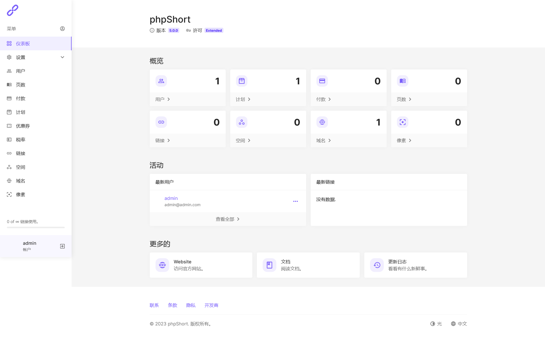 phpShort v5.1.0 v45破解版（已汉化） – PHP短网址源码插图(1)