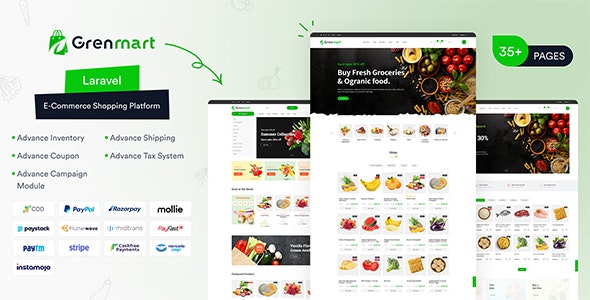 Grenmart v1.3.0 – 有机和杂货 Laravel 电子商务插图