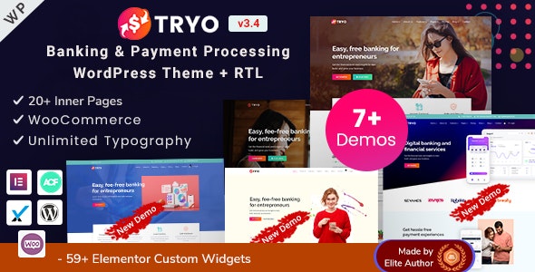 Tryo v3.4 – 银行、汇款和货币兑换 WordPress 主题插图