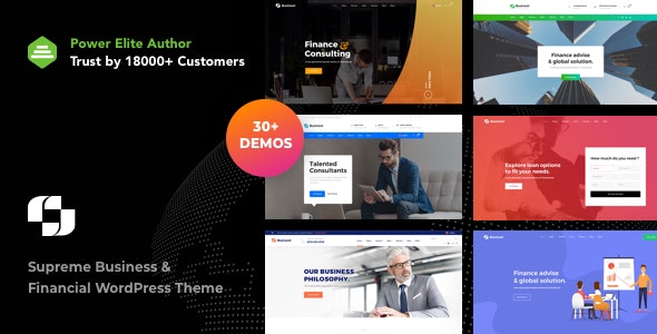 Businext v2.1.5 – 商业、金融和加密货币 WordPress 主题插图