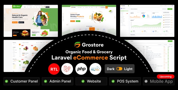 GroStore v4.5.0（已汉化） – 带有管理仪表板的食品和杂货 Laravel 电子商务插图