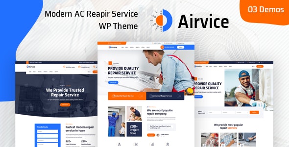 Airvice v1.1.6 – 空调维修服务 WordPress 主题插图
