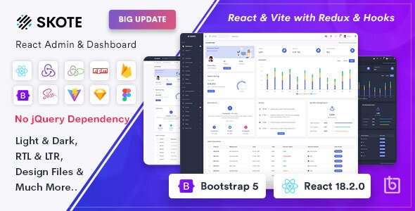 Skote v4.3.0 – React Admin & Dashboard Template + Sketch插图