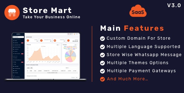 StoreMart SaaS v3.9 – 在线产品销售 SaaS 业务网站生成器插图