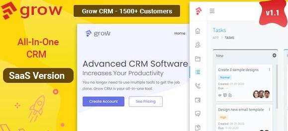 Grow CRM SaaS v2.9（后台已汉化90%） – Laravel Project Management – Multitenancy