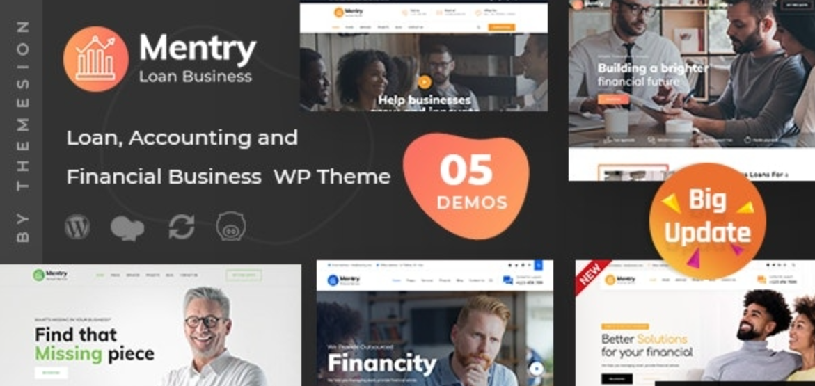 Mentry v2.7 – WordPress贷款和金融主题插图