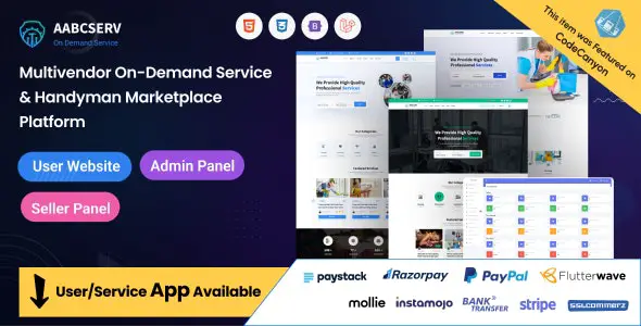 Aabcserv v1.3.0（已汉化） – 多供应商按需服务和 Handyman 市场平台插图