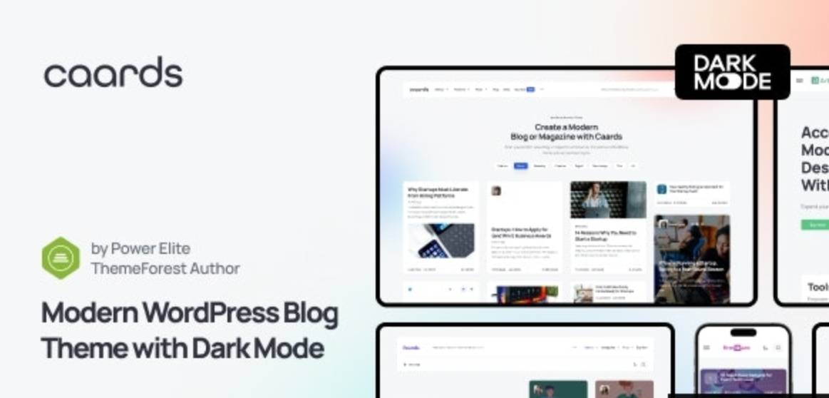 Caards v1.0.4  – Modern Blog & Magazine WordPress Theme with Dark Mode插图