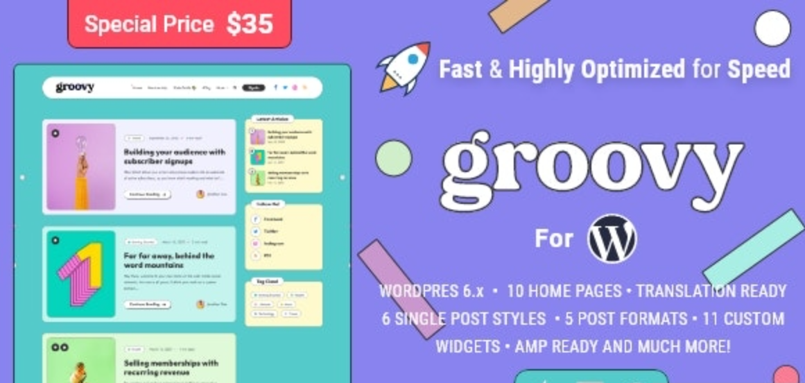 Groovy v2.0.0 - WordPress适用于的现代轻量级博客插图