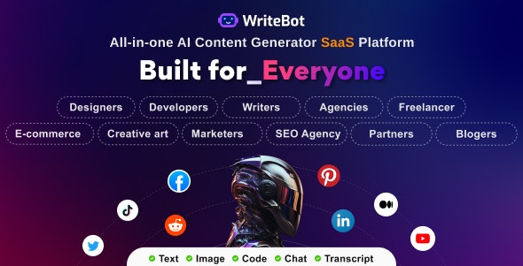 WriteBot v4.9.0（已汉化） – AI 内容生成器 SaaS 平台插图