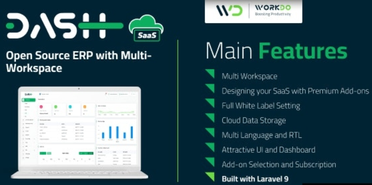 WorkDo Dash SaaS v6.6（已汉化85%） – Open Source ERP with Multi-Workspace