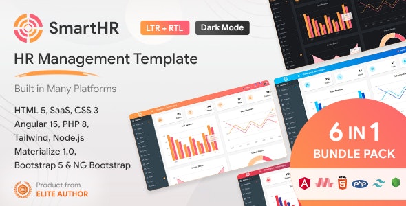 SmartHR v3.9.7 – HRMS、薪资和 HR 项目管理管理仪表板模板插图