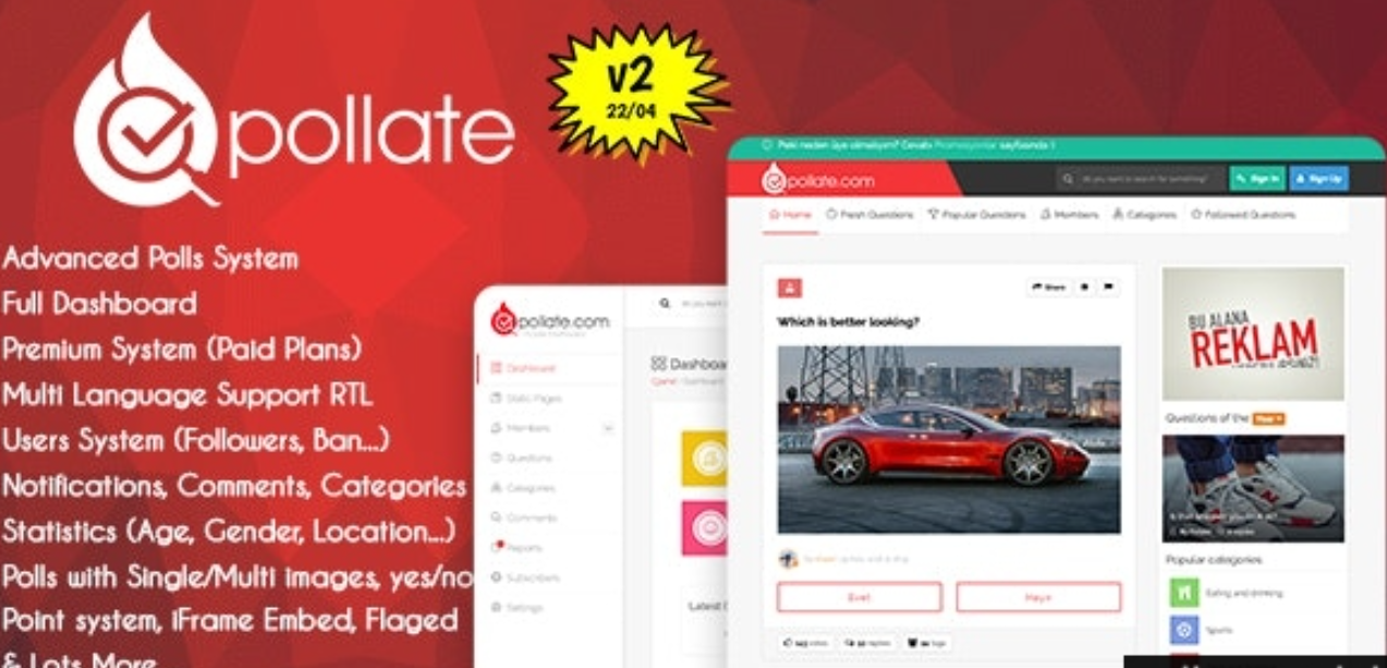 Pollate v2.1 – 高级民意调查和投票平台 SAAS插图