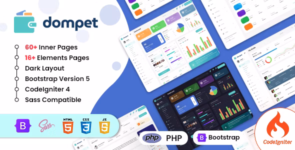 Dompet v2.0 – 付款 CodeIgniter 管理仪表板模板插图