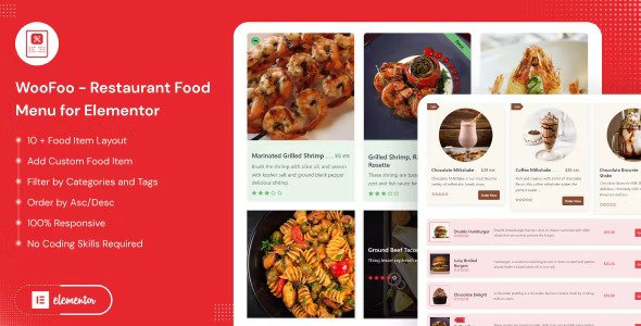 WooFoo v1.0.5 – Elementor 的餐厅食物菜单