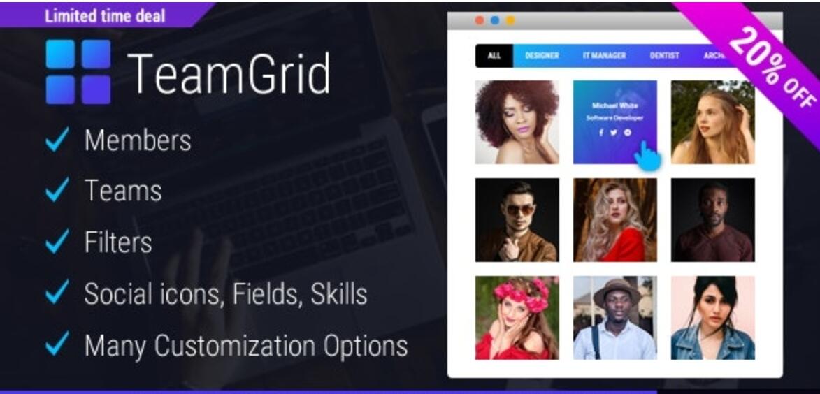 Team Grid v1.3.2 – Team Member Showcase WordPress Plugin & Team Editor插图