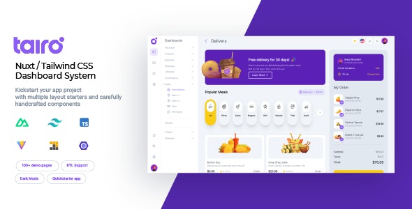 Tairo v1.3.0 – 多用途 Nuxt Tailwind CSS 仪表板系统插图
