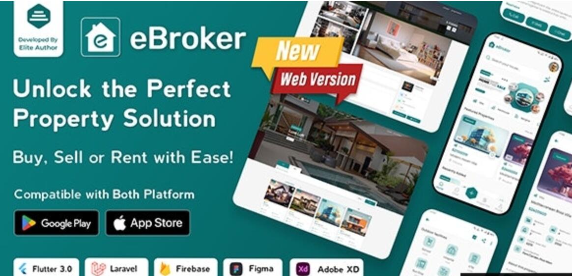 eBroker v1.2.0（后端已汉化80%） – 带有 Laravel 管理面板的房地产买卖 Flutter 应用程序插图