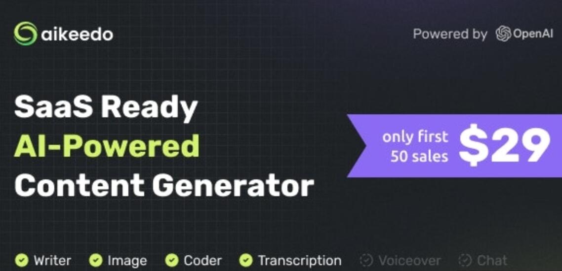 Aikeedo v2.13.0（后台已汉化95%） – AI 内容生成器平台插图