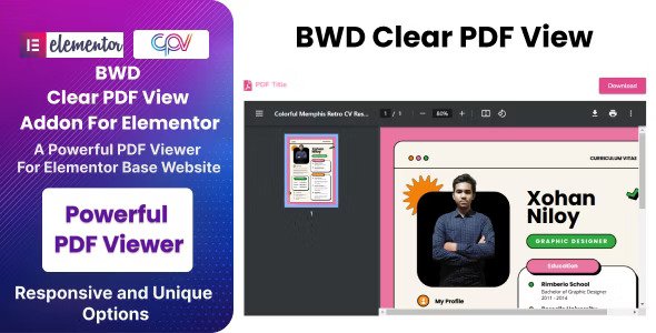 BWD Clear PDF View Addon For Elementor v1.6