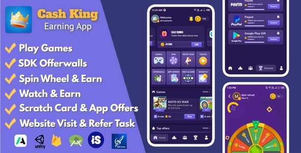 Cash King: Android Earning App + Admin Panel v8.0插图